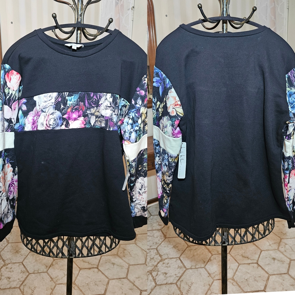 Boxy Black and Blue Graphic Sweatshirt